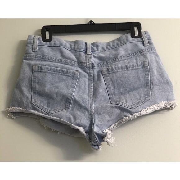 FOREVER 21 High Waisted Distressed Ripped Denim Jean Shorts Sz 28 Beach - Picture 5 of 11